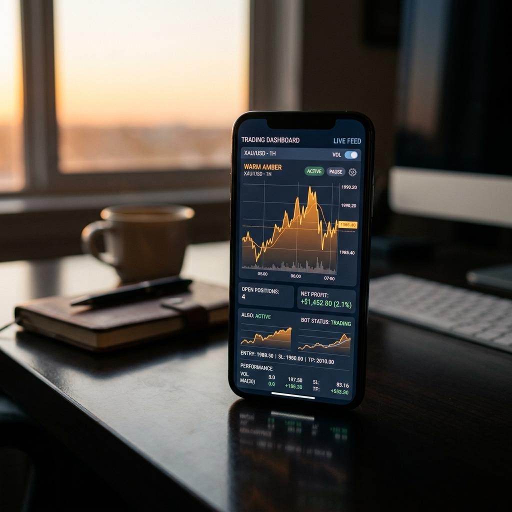 Tableau de bord de la plateforme de trading crypto IA Valérisoire sur smartphone